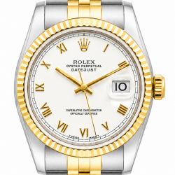 Rolex Datejust 36MM 16233 Two-Tone White Roman Dial Watch
